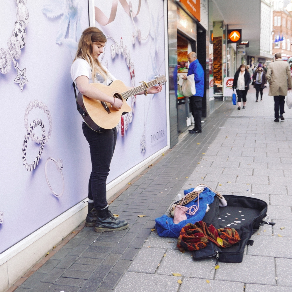 Busker in the moment