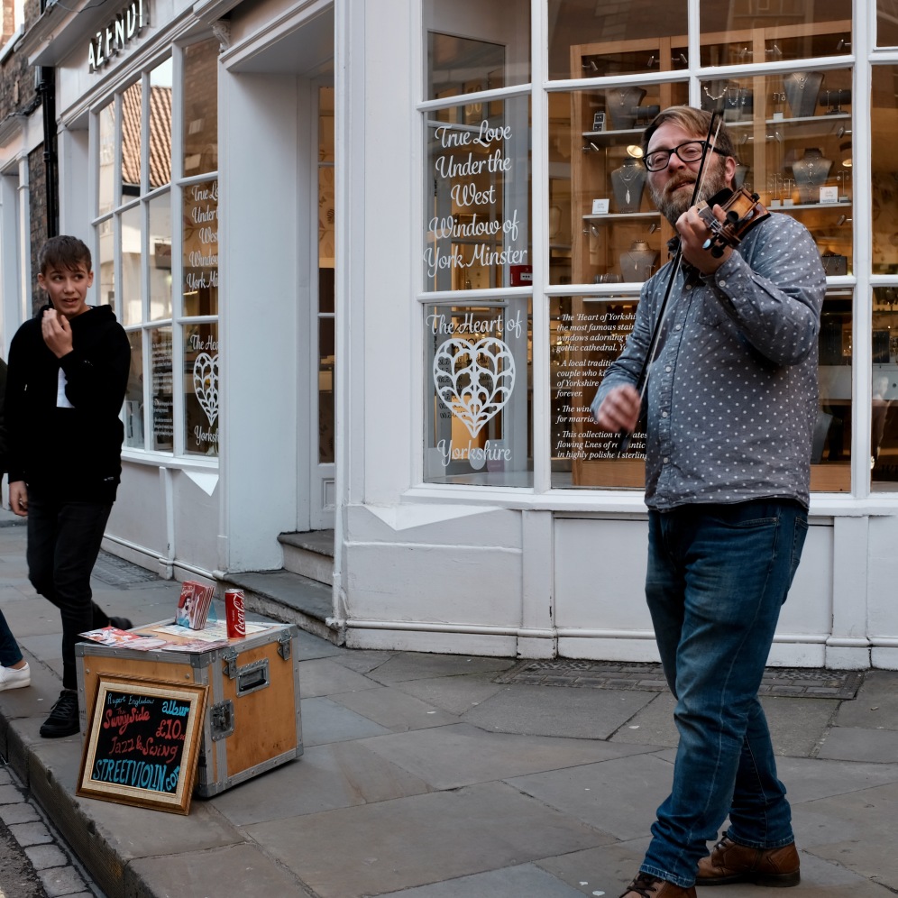 Fiddler busking in York